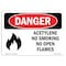 Signmission OSHA Danger, Acetylene No Smoking No Open Flames, 14in X 10in Rigid Plastic, OS-DS-P-1014-L-1015 OS-DS-P-1014-L-1015 - alternate 1